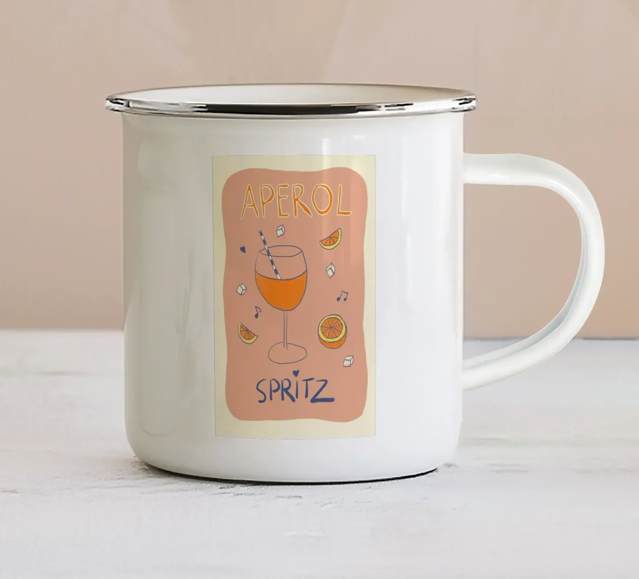 Aperol Spritz tazza in smalto da Studio Dolci