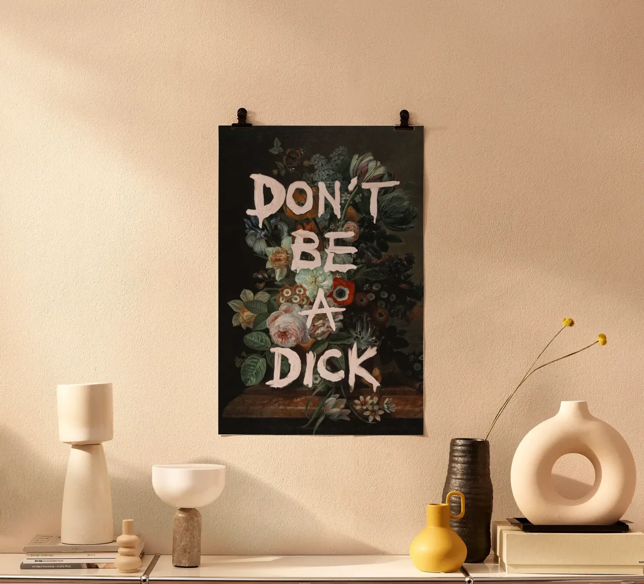 Non fare lo stronzo poster con telaio in plastica da Jonas Loose