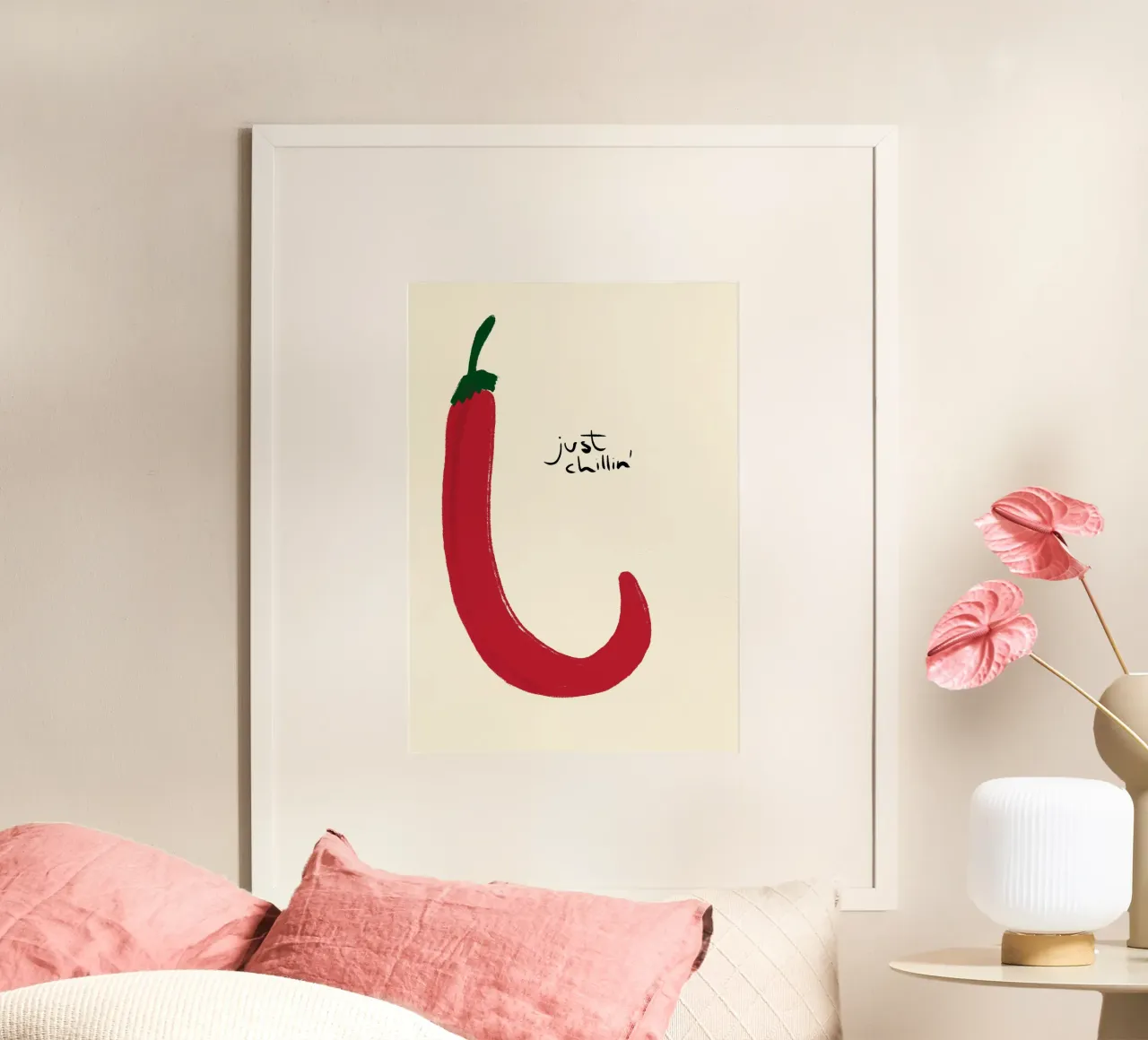 Arte del peperoncino, umorismo in cucina poster con telaio in alluminio da vintagepod