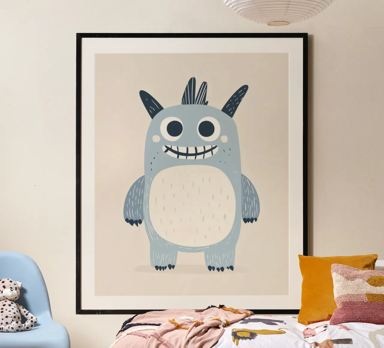Mostro stravagante poster con telaio in legno da Happy Littles