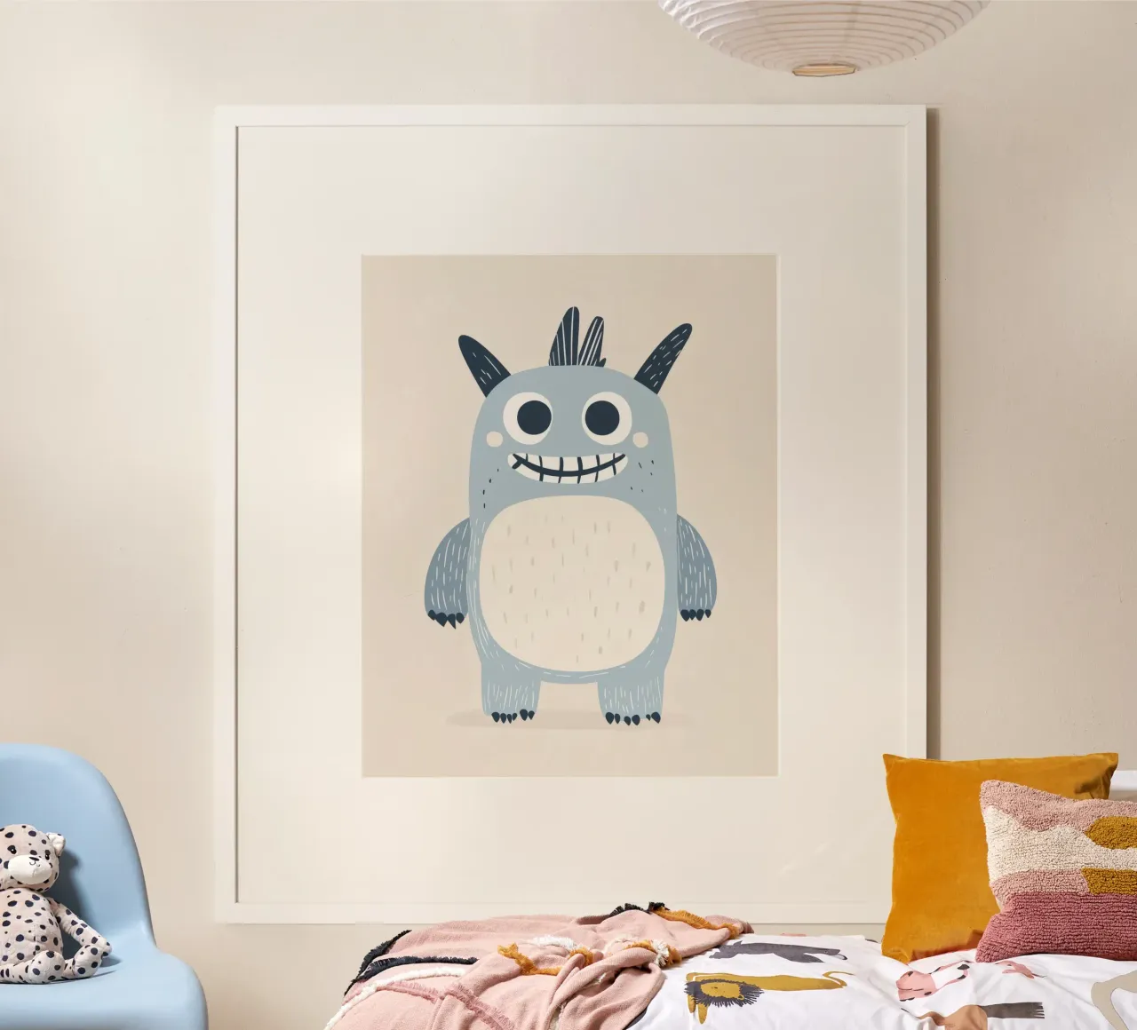 Mostro stravagante poster con telaio in legno da Happy Littles