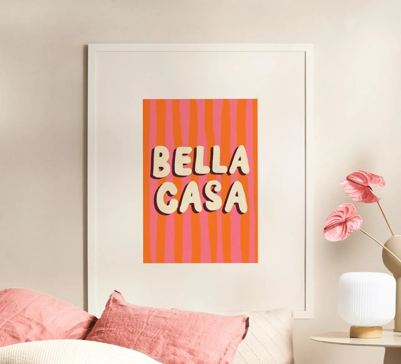 Bella Casa Pink Orange Poster mit Aluminium Rahmen von Studio Dolci