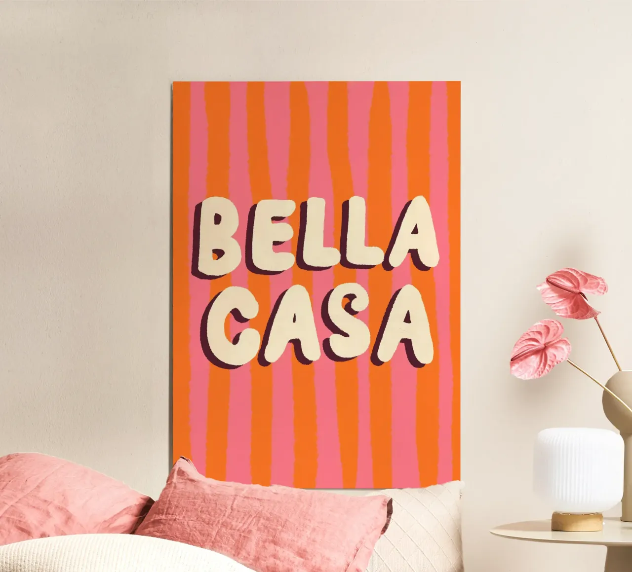 Bella Casa Pink Orange Poster mit Aluminium Rahmen von Studio Dolci