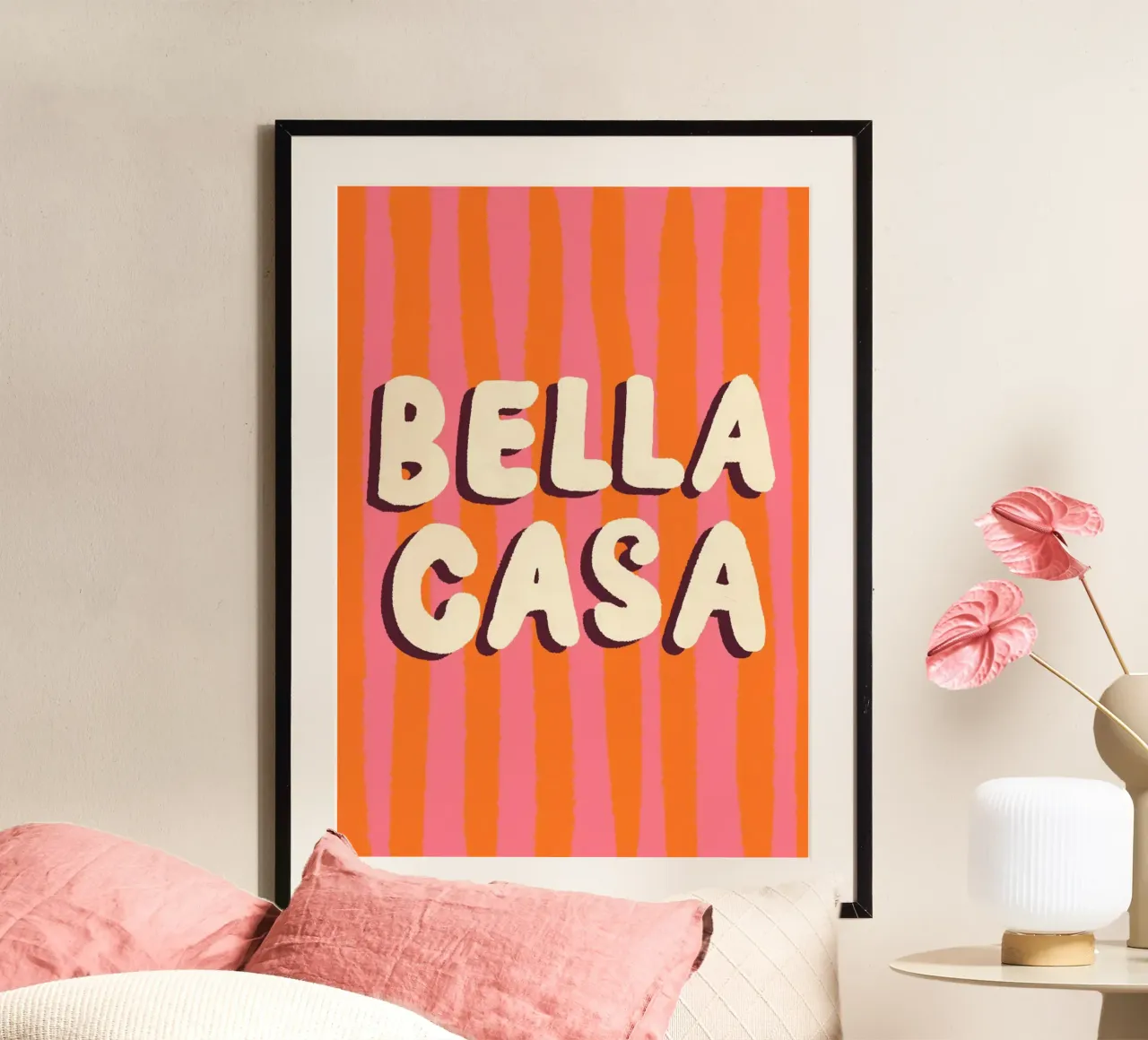 Bella Casa Pink Orange Poster mit Aluminium Rahmen von Studio Dolci