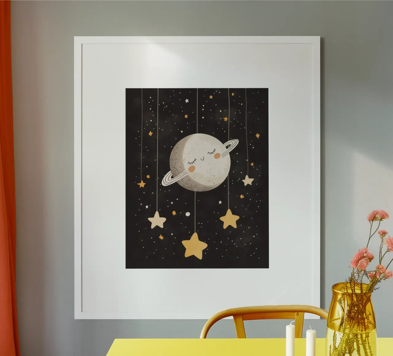 Saturno stravagante poster con telaio in legno da Happy Littles