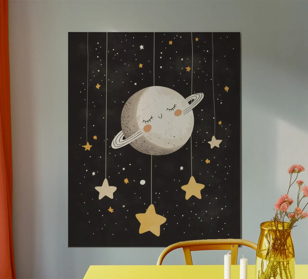 Saturno stravagante poster con telaio in legno da Happy Littles