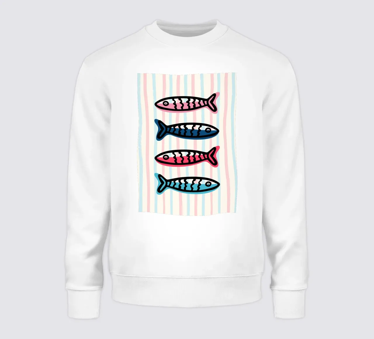 Sarde colorate, arredamento costiero, stile pop art felpa da vintagepod