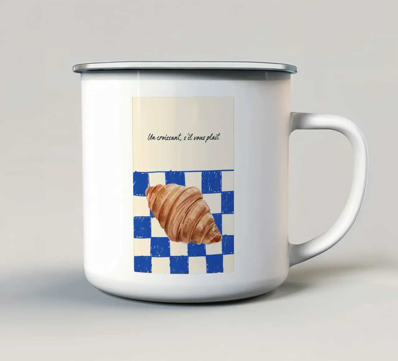 Un Croissant, S'il Vous Plaît, Decorazione cucina francese tazza in smalto da vintagepod