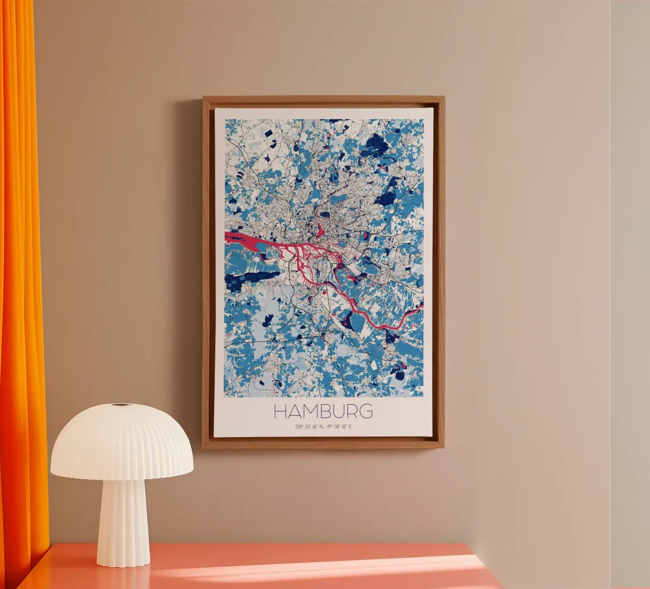 Design poster Hamburg - Abstracte stadsplattegrond canvas met Baklijst van CityMapPoster