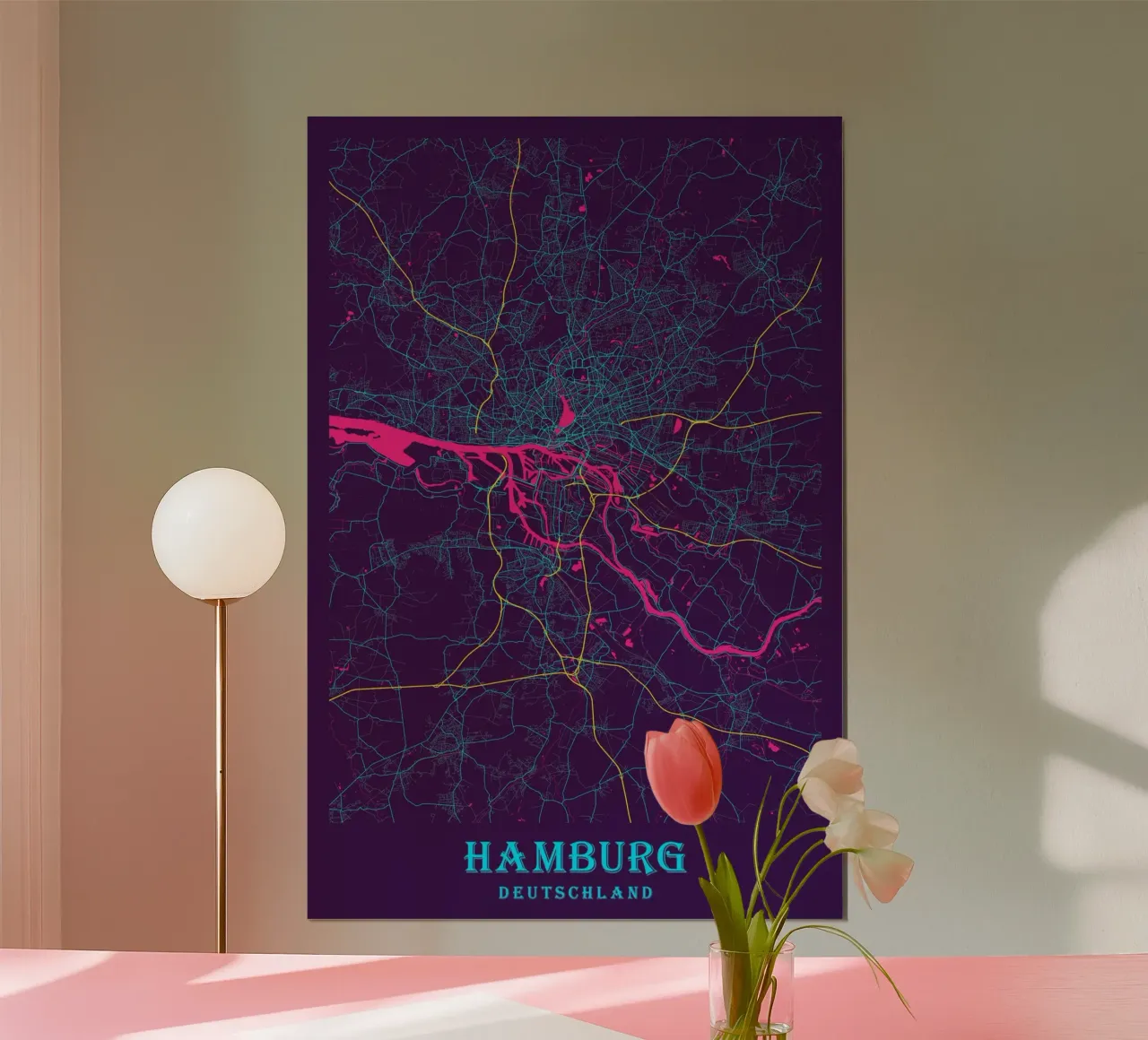 Mappa geometrica di Amburgo - Poster urbano poster con telaio in plastica da CityMapPoster