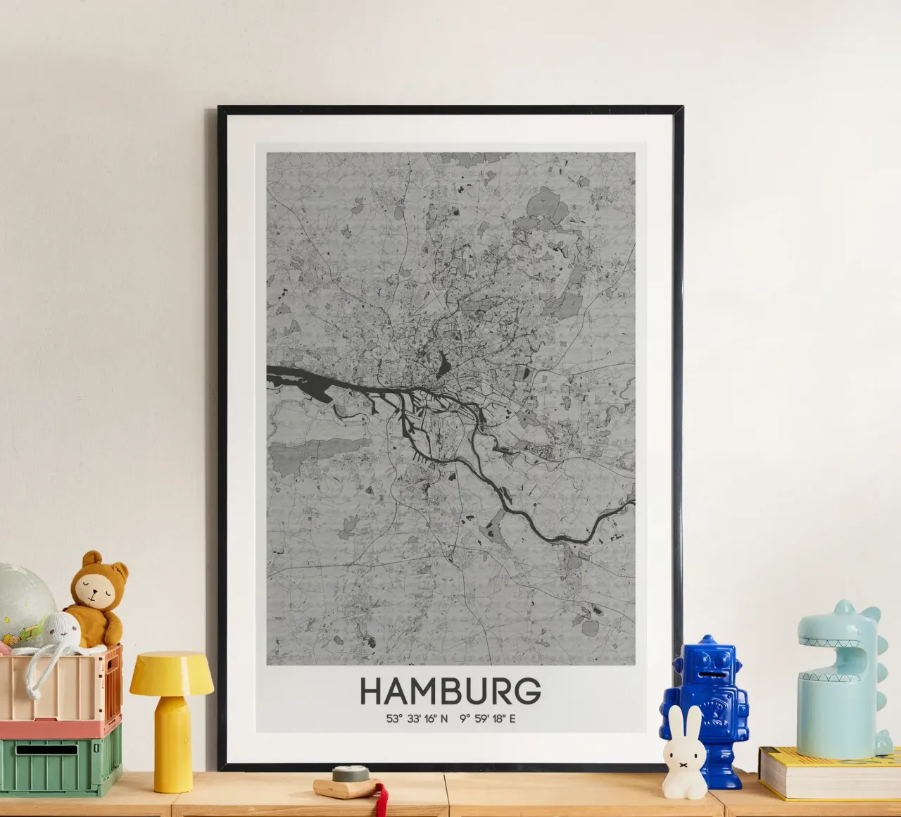 Kunstposter Hamburg - Stadsplattegrond in modern ontwerp poster van CityMapPoster