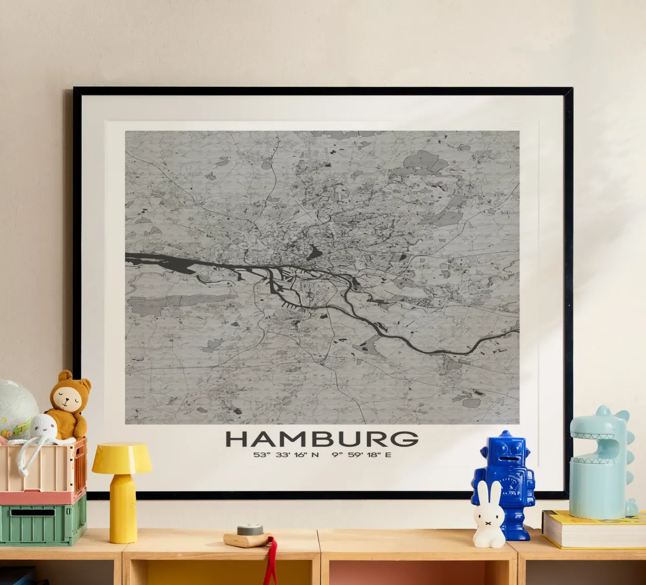 Kunstposter Hamburg - Stadsplattegrond in modern ontwerp poster van CityMapPoster