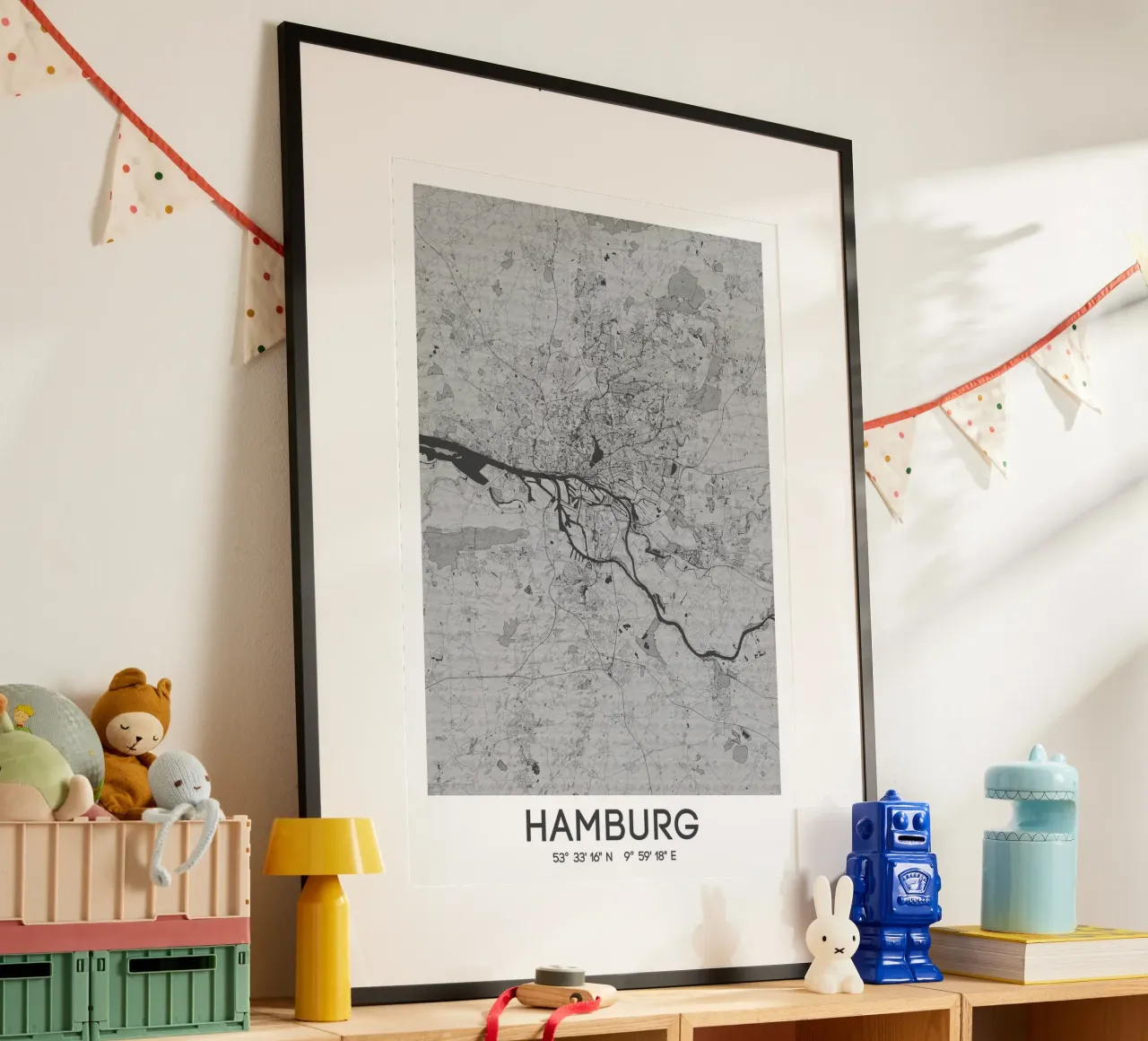 Kunstposter Hamburg - Stadsplattegrond in modern ontwerp poster van CityMapPoster