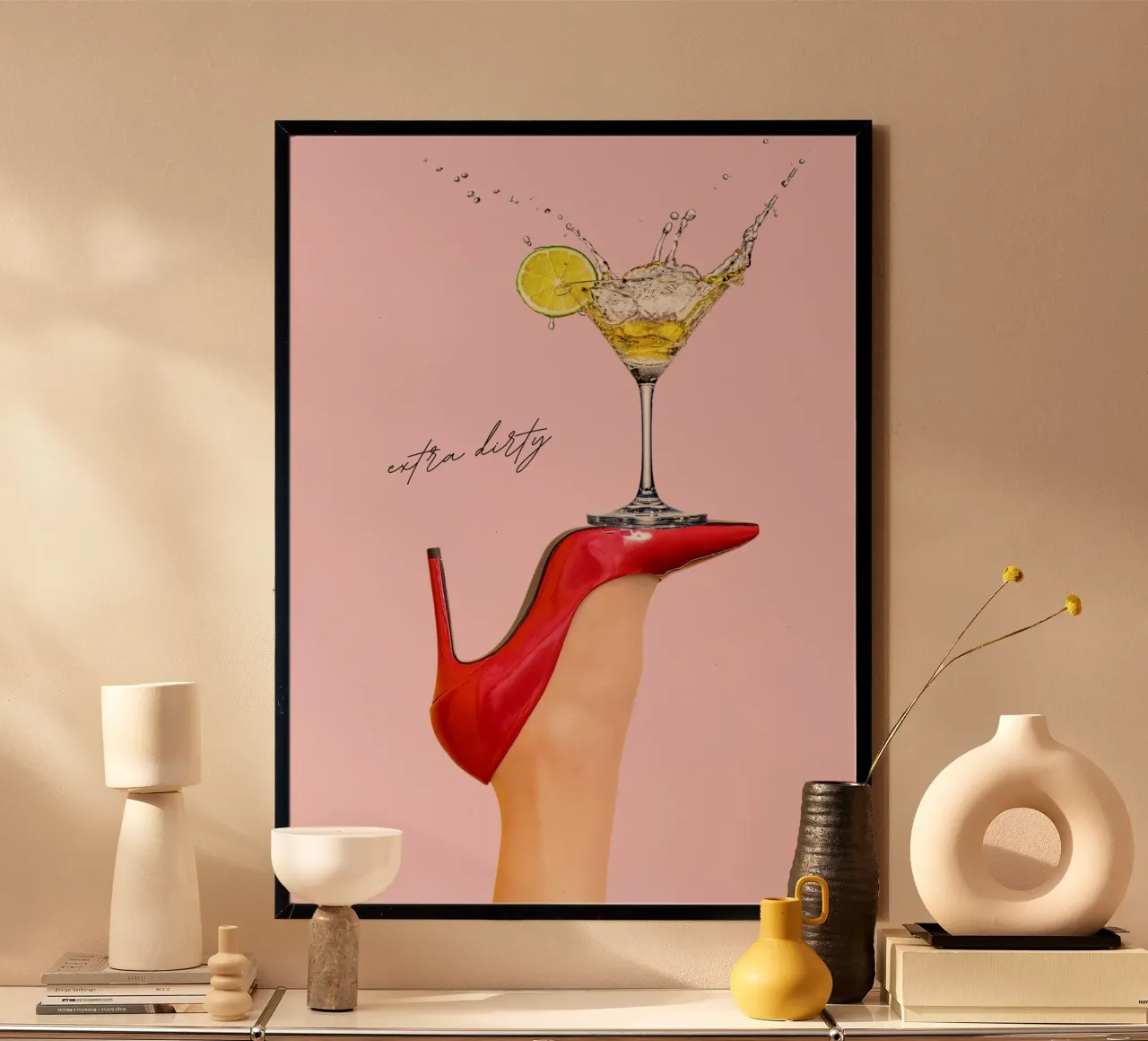 Extra Dirty Martini, tacchi rossi, decorazioni per bar poster da vintagepod