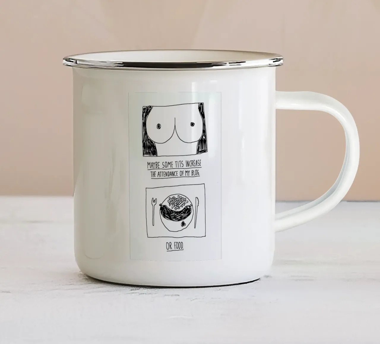 Tits (White) tazza in smalto da Herzette