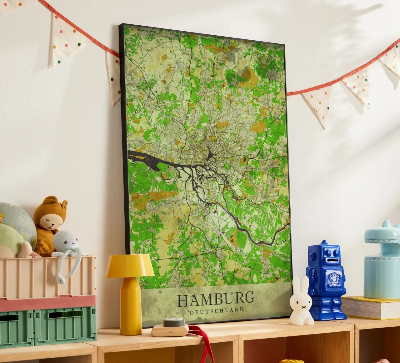 Mappa moderna della città di Amburgo - Design minimalista alluminio dibond da CityMapPoster