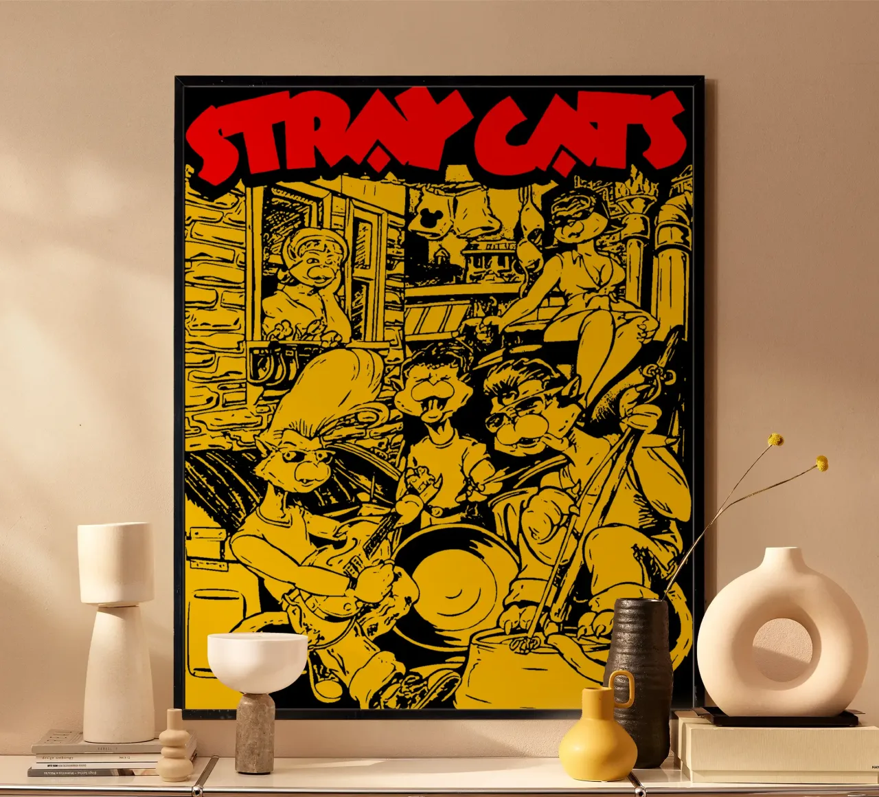 Brian Setzer Gatti randagi poster con telaio in legno da igoshartwrks