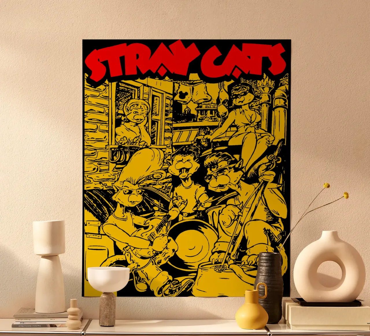 Brian Setzer Gatti randagi poster con telaio in legno da igoshartwrks