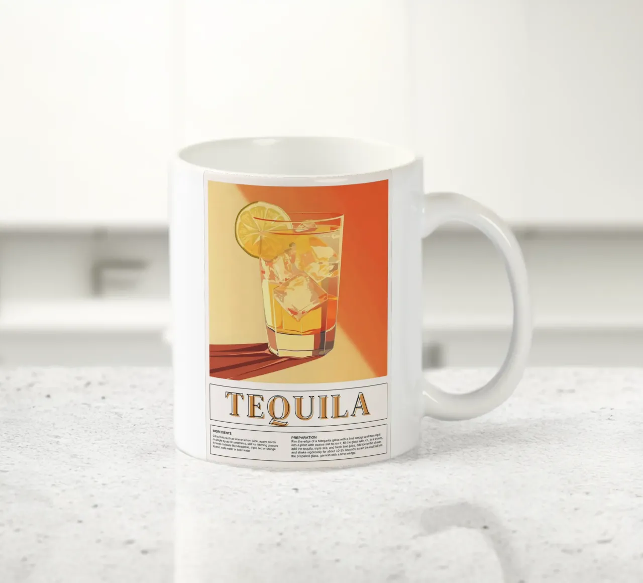 Tequila Cocktail Recipe, Bar Decor, Retro Print tazza in ceramica da vintagepod