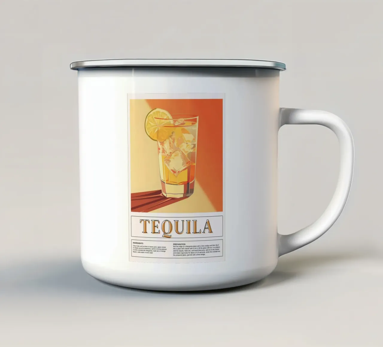 Tequila Cocktail Recipe, Bar Decor, Retro Print tazza in smalto da vintagepod