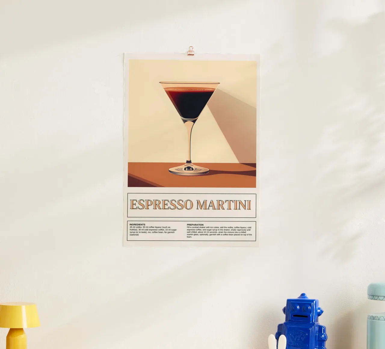 Espresso Martini Recipe, Bar Decor, Coffee Print poster con telaio in plastica da vintagepod
