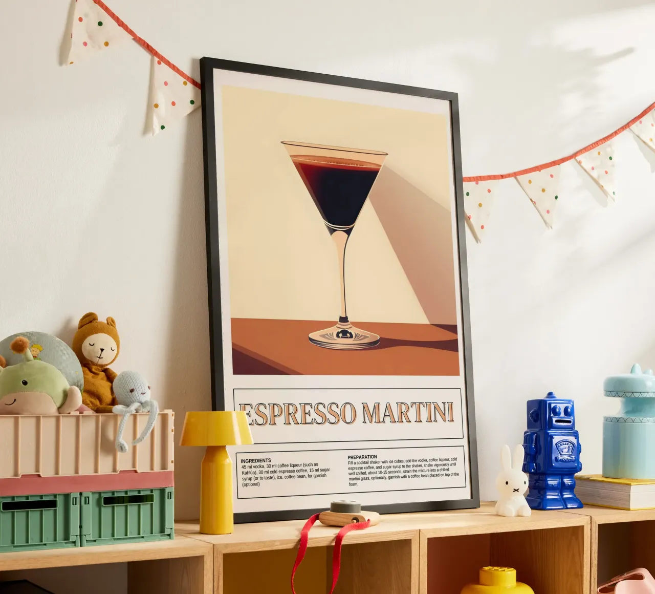 Espresso Martini Recipe, Bar Decor, Coffee Print poster con telaio in plastica da vintagepod