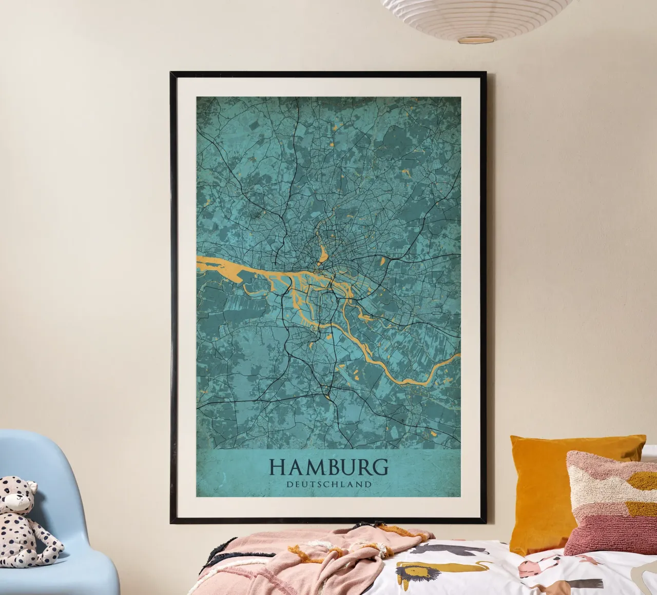 Stadsplattegrond Hamburg - Abstracte kunst op canvas poster van CityMapPoster