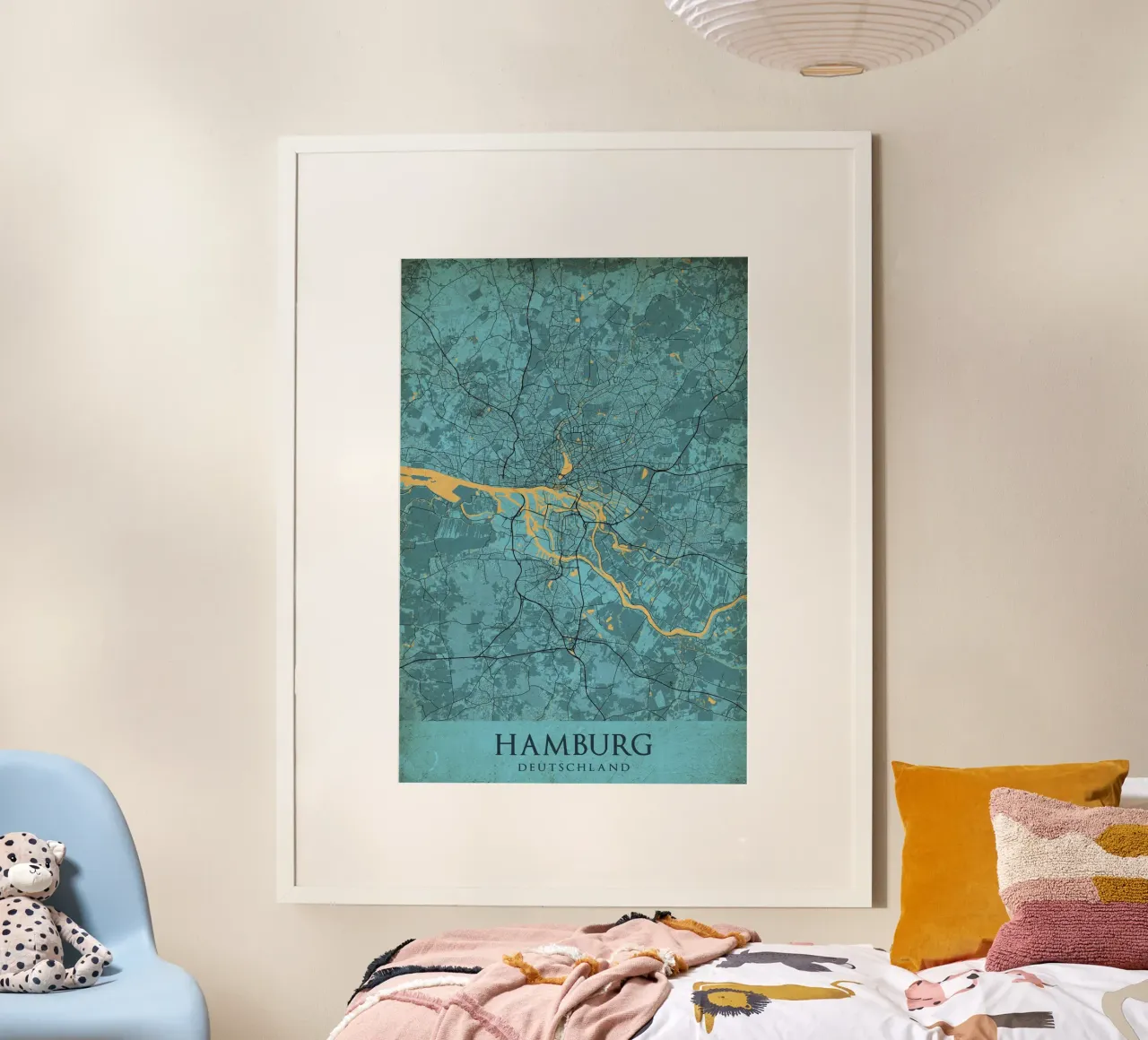 Stadsplattegrond Hamburg - Abstracte kunst op canvas poster van CityMapPoster