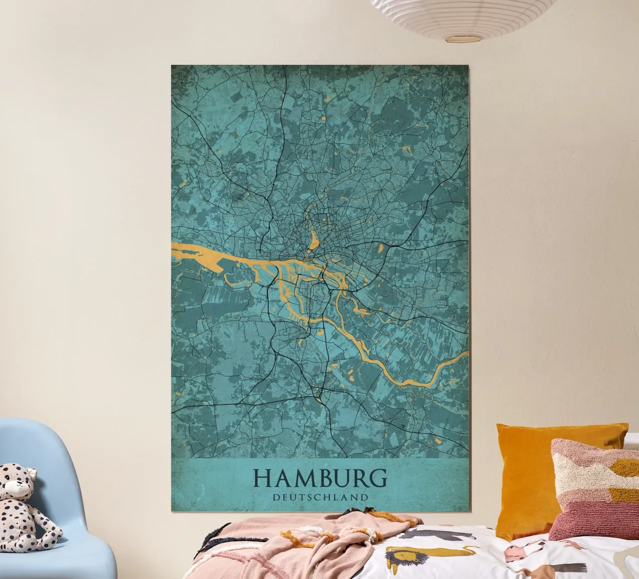 Stadsplattegrond Hamburg - Abstracte kunst op canvas poster van CityMapPoster