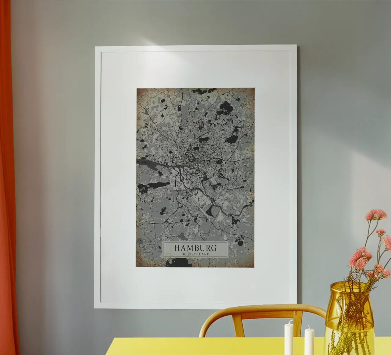 Stadsplattegrond Hamburg - Abstracte muurkunst poster met aluminium frame van CityMapPoster