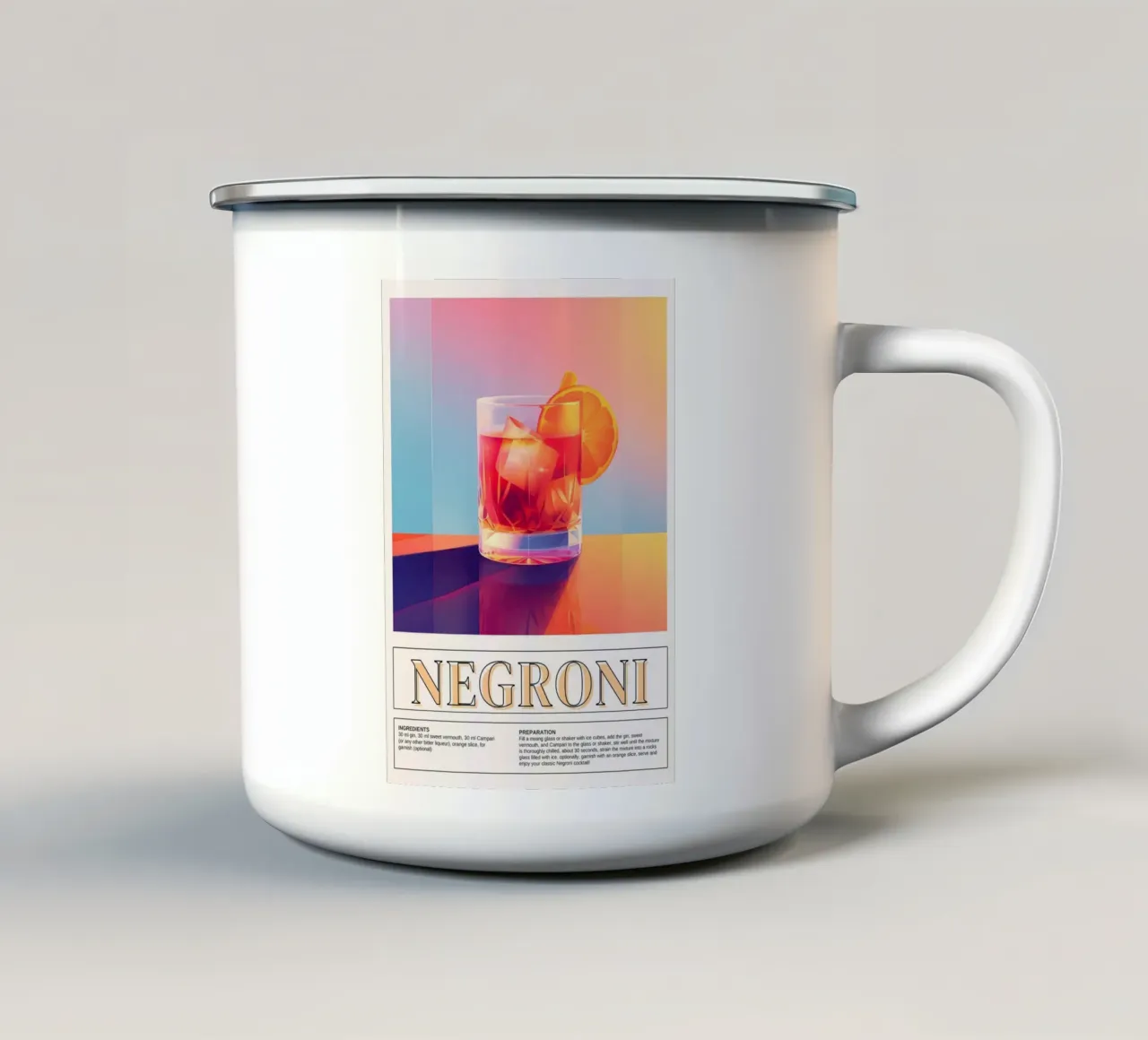 Negroni Cocktail Recipe, Bar Decor, Retro Print tazza in smalto da vintagepod