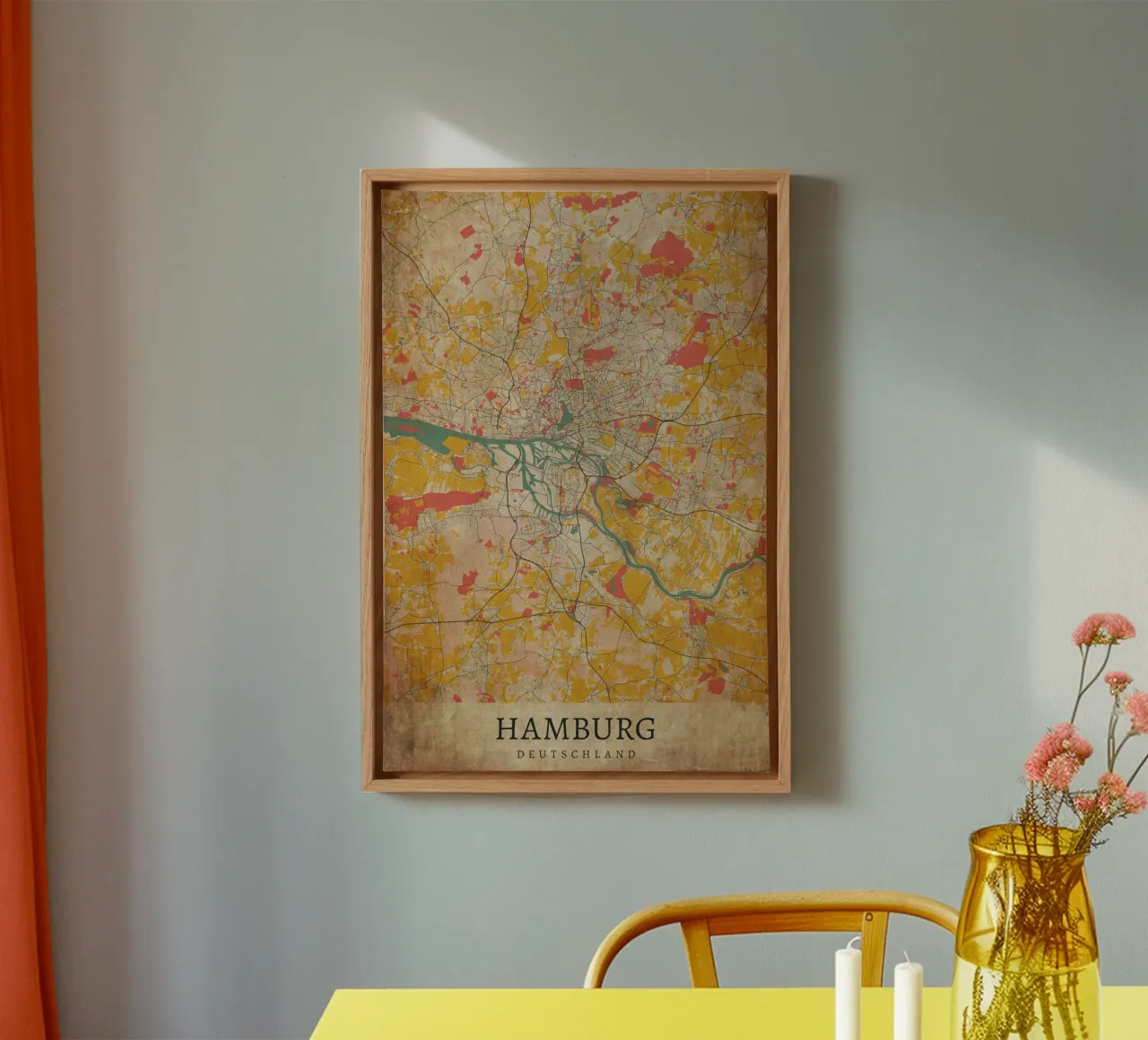 Stedelijk ontwerp: poster met stadsplattegrond van Hamburg canvas met Baklijst van CityMapPoster