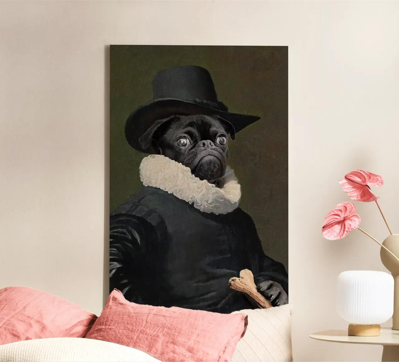Lord Frenchie canvas met Baklijst van Jonas Loose
