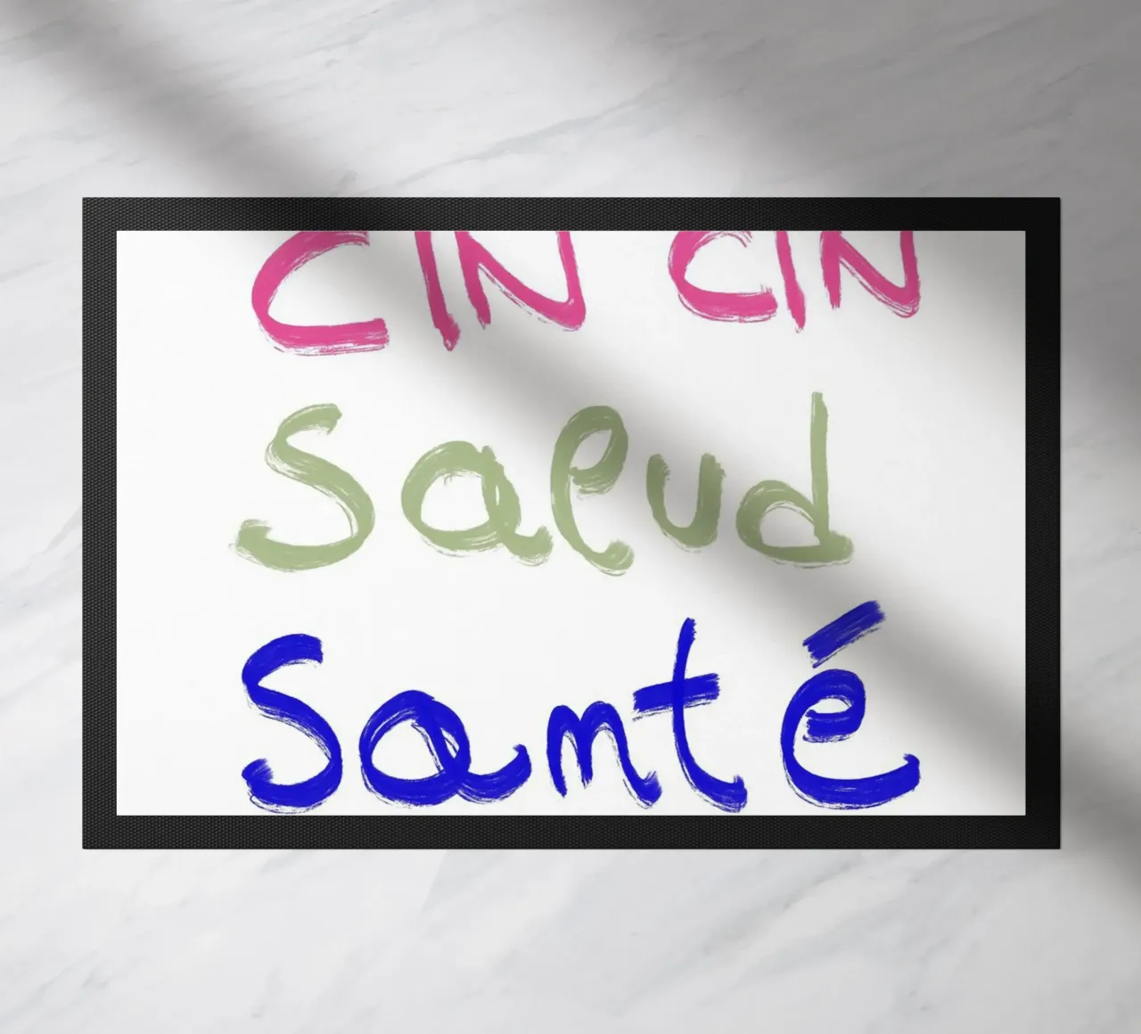 Cin cin in tutto il mondo, Decorazione per bar, Multilingua zerbino da vintagepod
