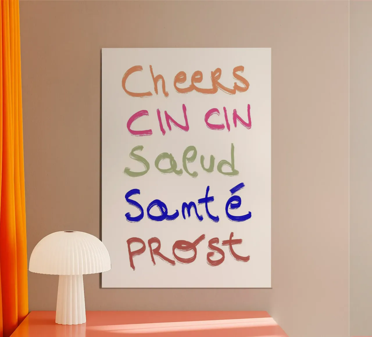 Cin cin in tutto il mondo, Decorazione per bar, Multilingua poster da vintagepod