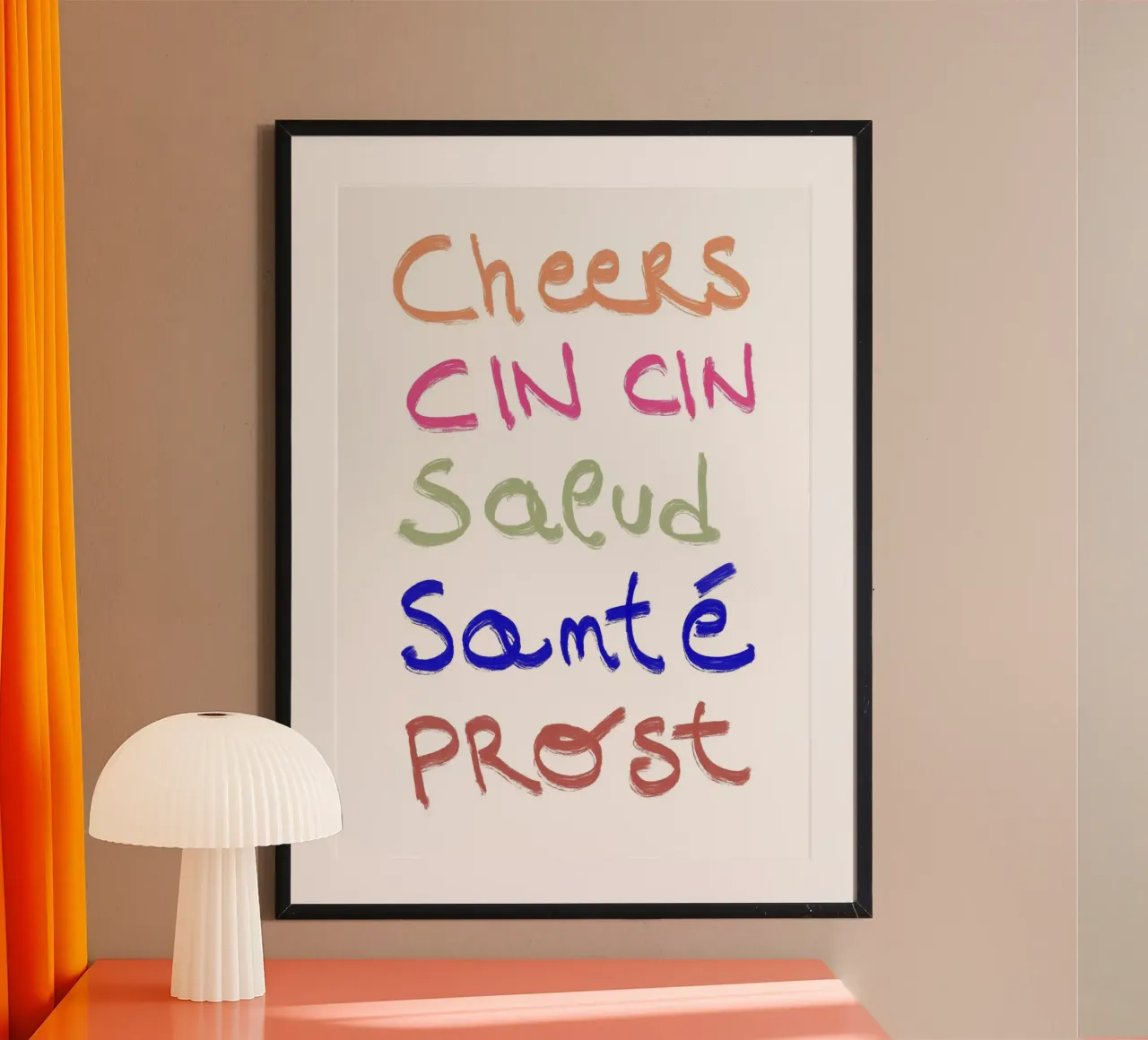 Cin cin in tutto il mondo, Decorazione per bar, Multilingua poster da vintagepod