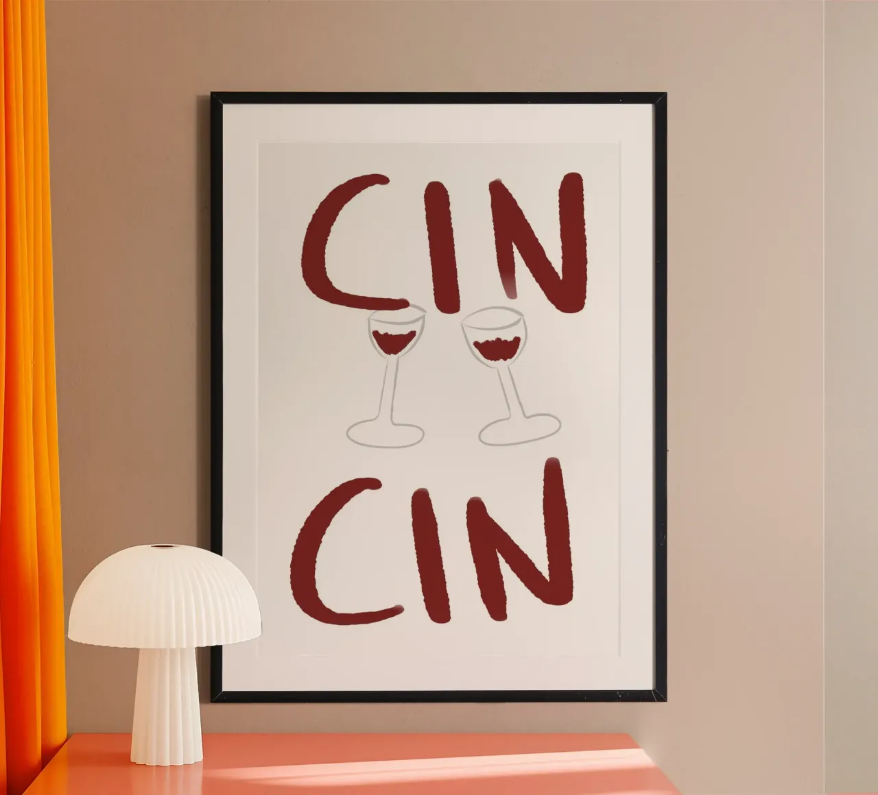 Cin Cin! Wein Toast, Italienische Bar Dekoration, Pop Art Poster mit Aluminium Rahmen von vintagepod