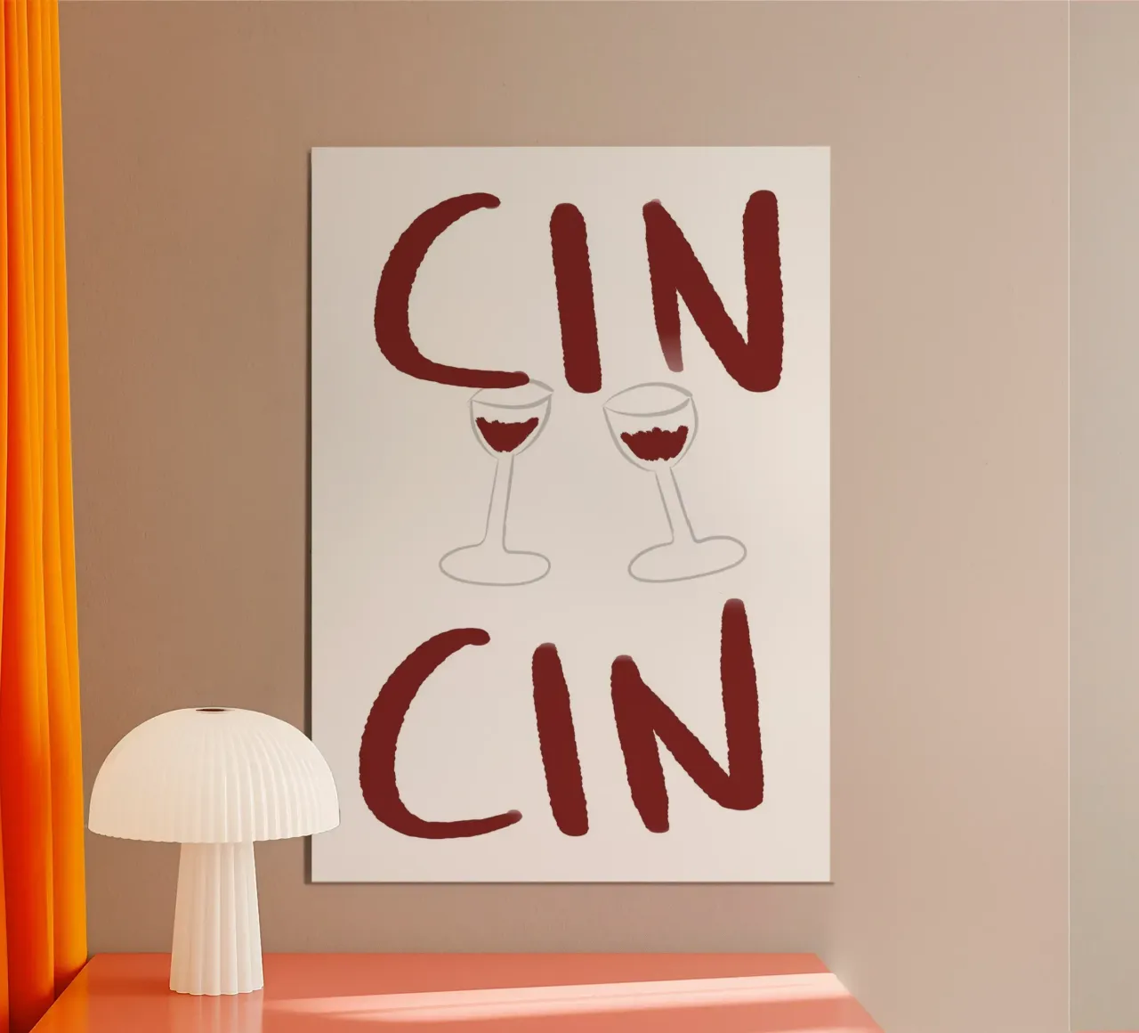 Cin Cin! Wein Toast, Italienische Bar Dekoration, Pop Art Poster mit Aluminium Rahmen von vintagepod