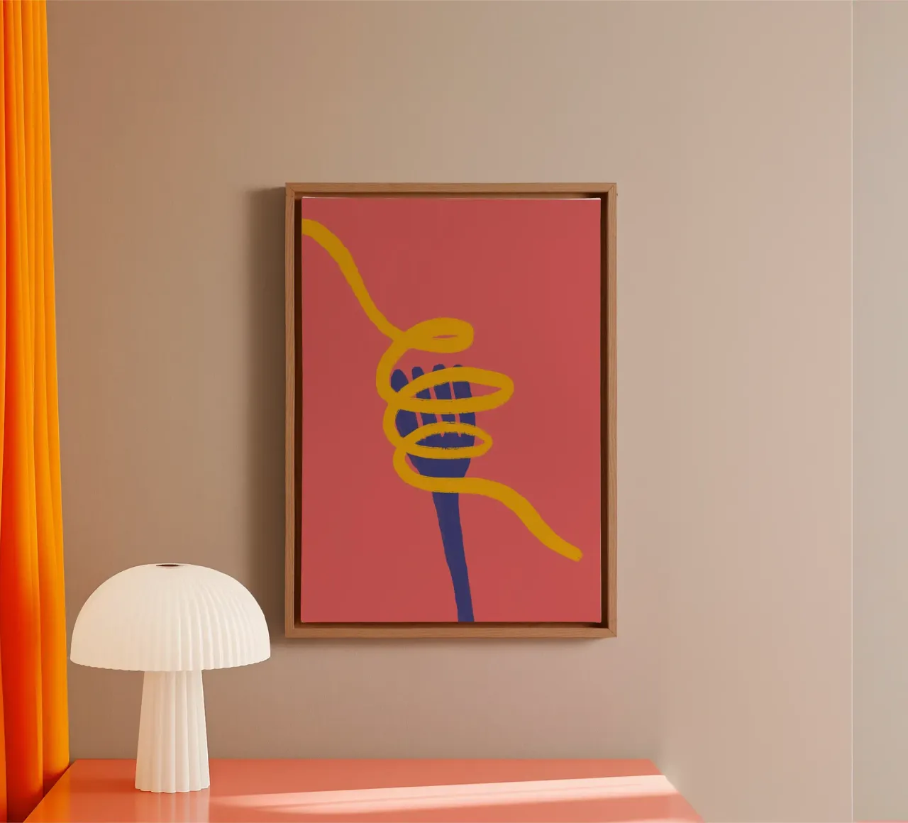 Noodles on a Fork, Abstract Food, Pasta Art canvas with Floater frame by vintagepod
