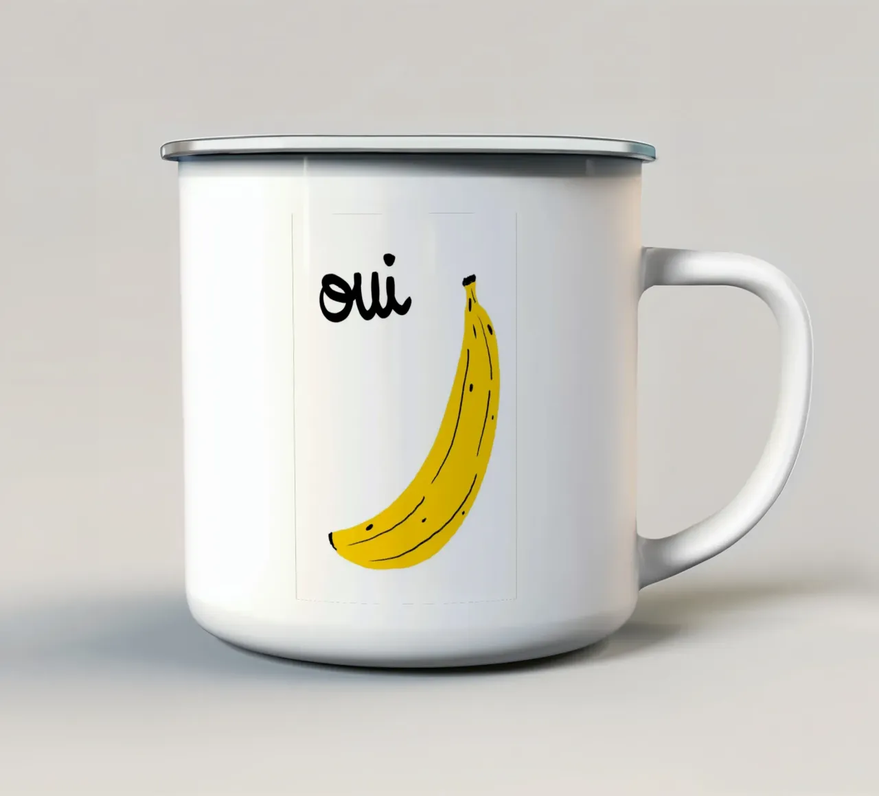 Oui Banana, Pop Art francese, decorazione murale per la cucina tazza in smalto da vintagepod