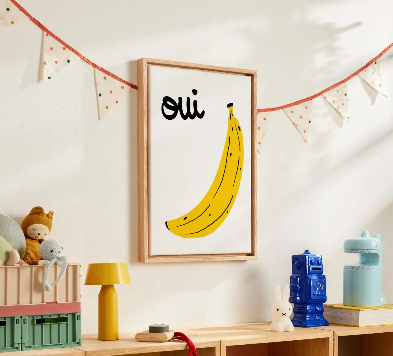 Oui Banana, Pop Art francese, decorazione murale per la cucina tela con Cornice a cassetta da vintagepod