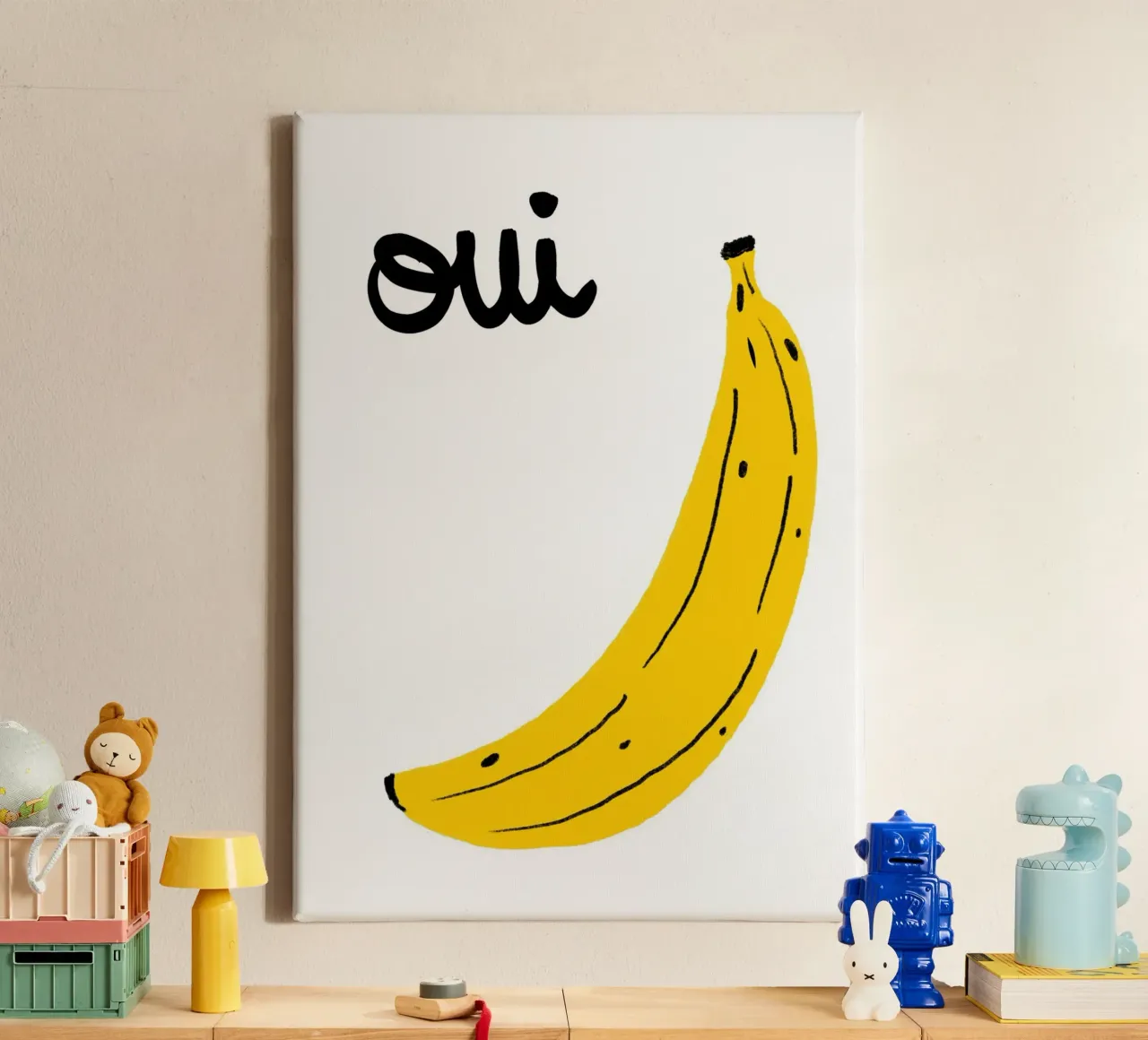 Oui Banana, Pop Art francese, decorazione murale per la cucina tela con Cornice a cassetta da vintagepod
