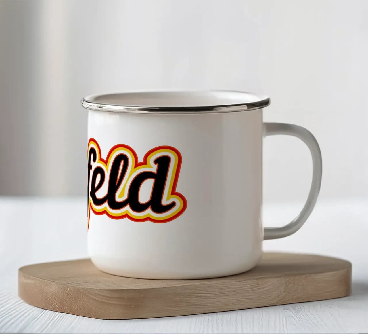Etichetta Bielefeld tazza in smalto da Mariel Toigo
