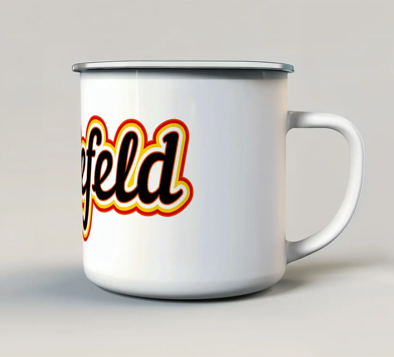 Etichetta Bielefeld tazza in smalto da Mariel Toigo