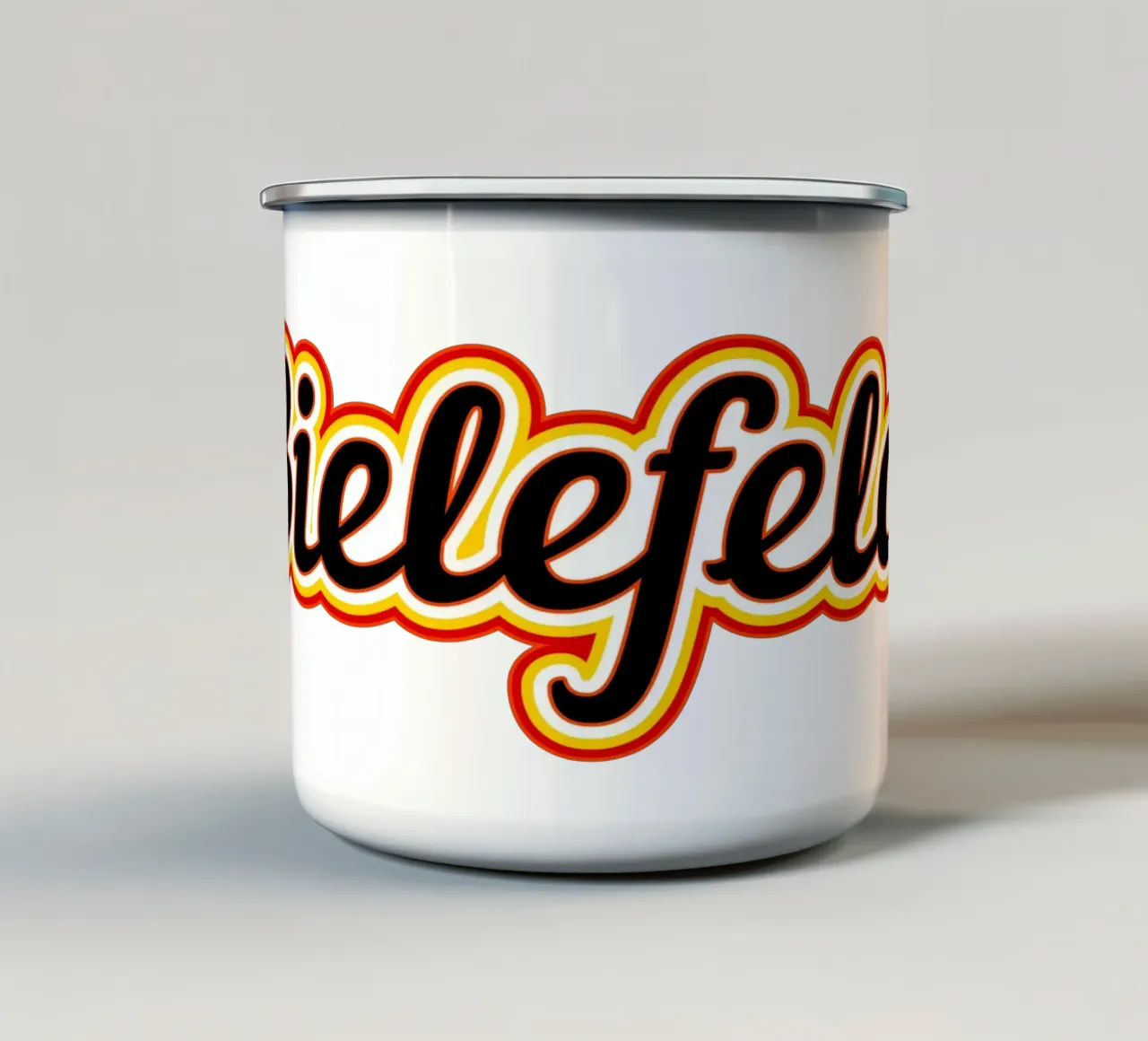 Etichetta Bielefeld tazza in smalto da Mariel Toigo