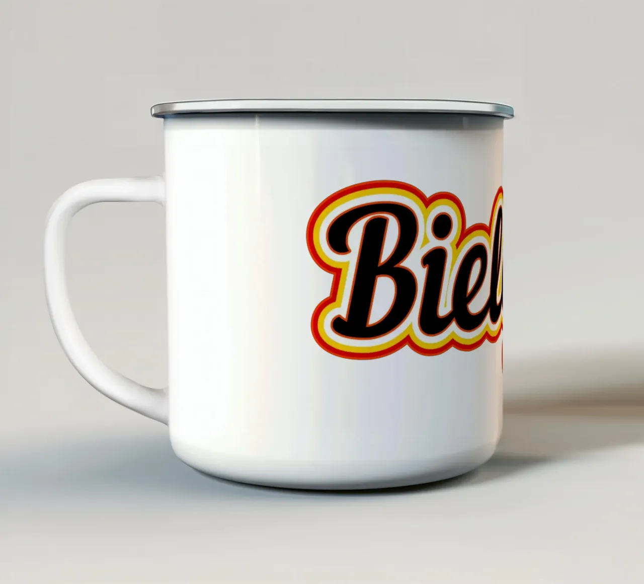 Etichetta Bielefeld tazza in smalto da Mariel Toigo