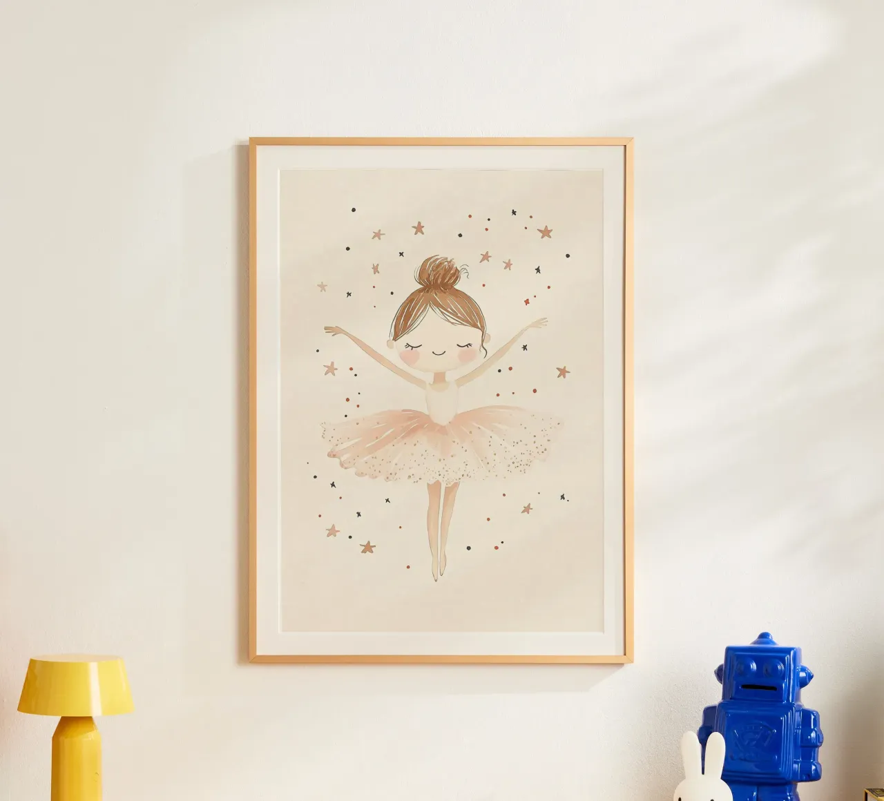 Ballerina con stelle poster con telaio in alluminio da David Müller