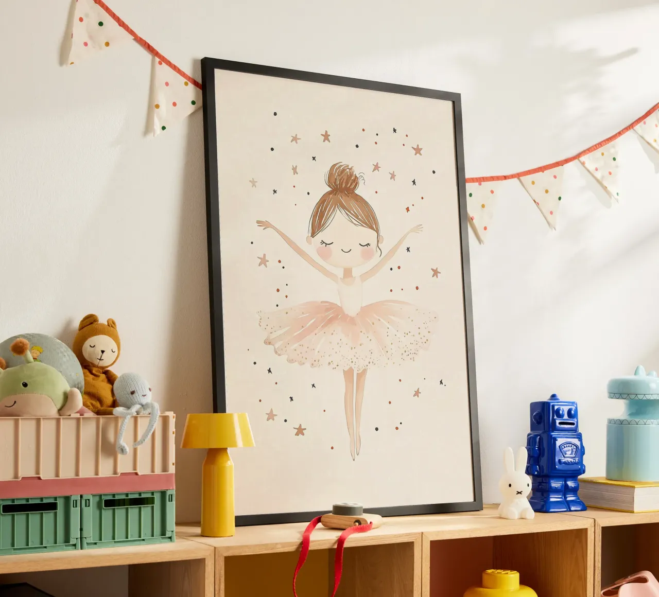 Ballerina con stelle poster con telaio in alluminio da David Müller