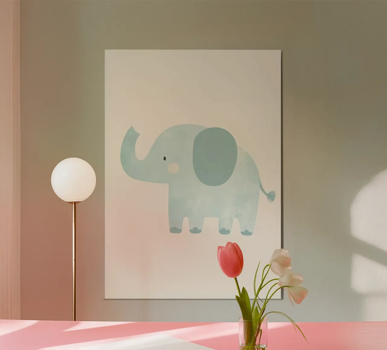Illustration d'un mignon éléphant bleu poster de David Müller