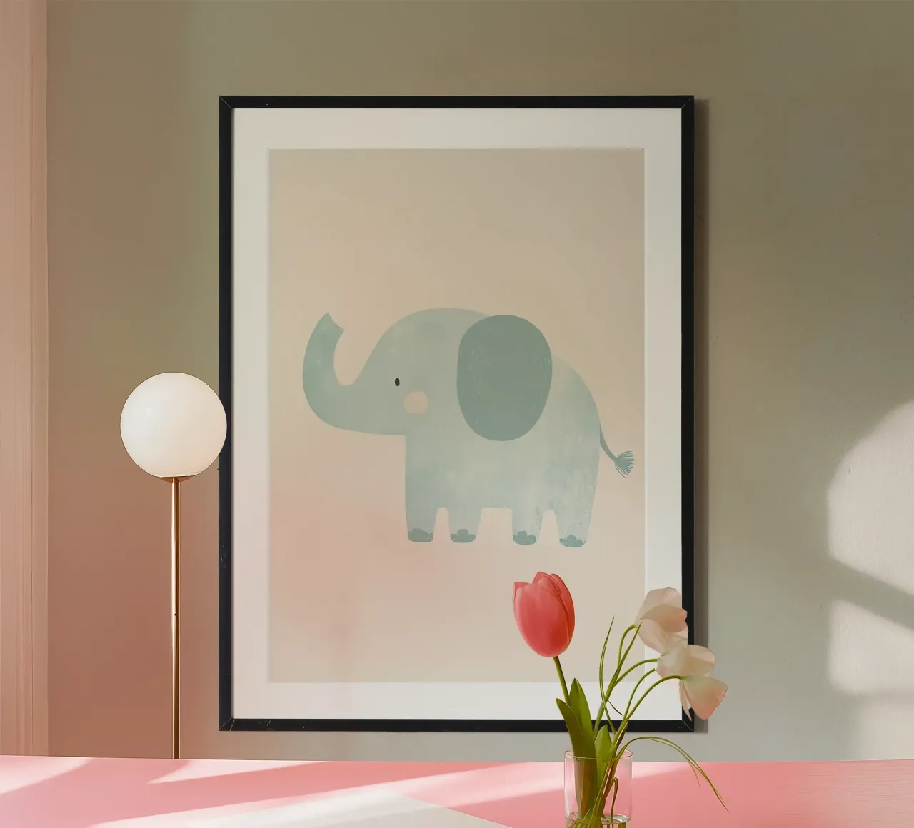 Illustration d'un mignon éléphant bleu poster de David Müller